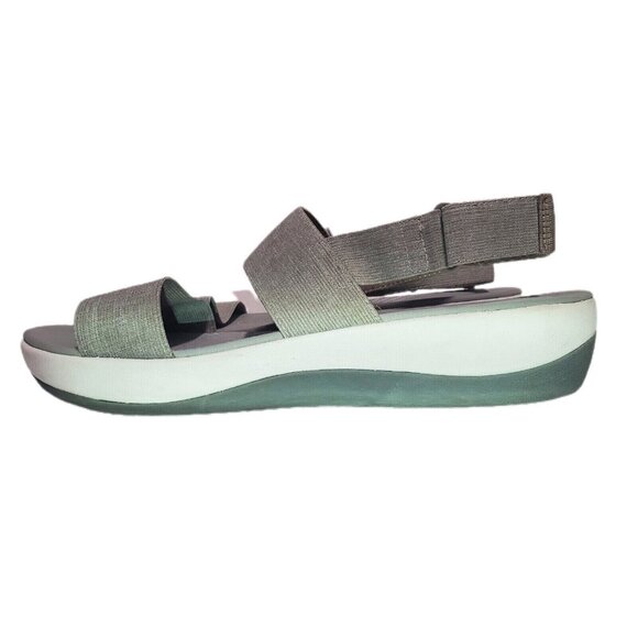 CLARKS Cloud Steppers Womens Sandal Sz 12/44 Gray Stretch Strap Sling Back - Picture 3 of 10